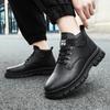 Fashion Men Leather Boots Outdoor Waterproof Anti-slip Platform Work Shoes Men High Top Ankle Boot Boot Trend Climbing Shoe Plus