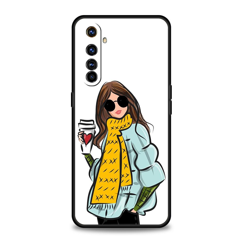 Girl Boss Female Coffee Phone Case For Realme 13 12 11 10 9 8 5G 7 C25 C35 GT5 GT3 GT2 Pro Plus For Realme GT Neo 2 3 3T 5 Cover