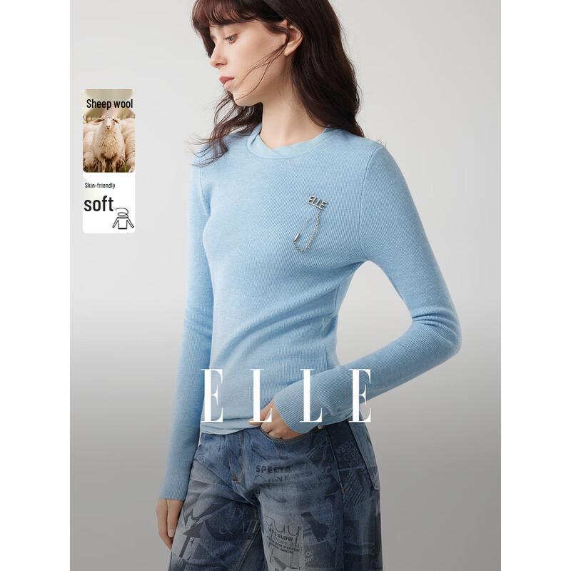 ELLE Women s Chain Knit Merino Wool Sweater M