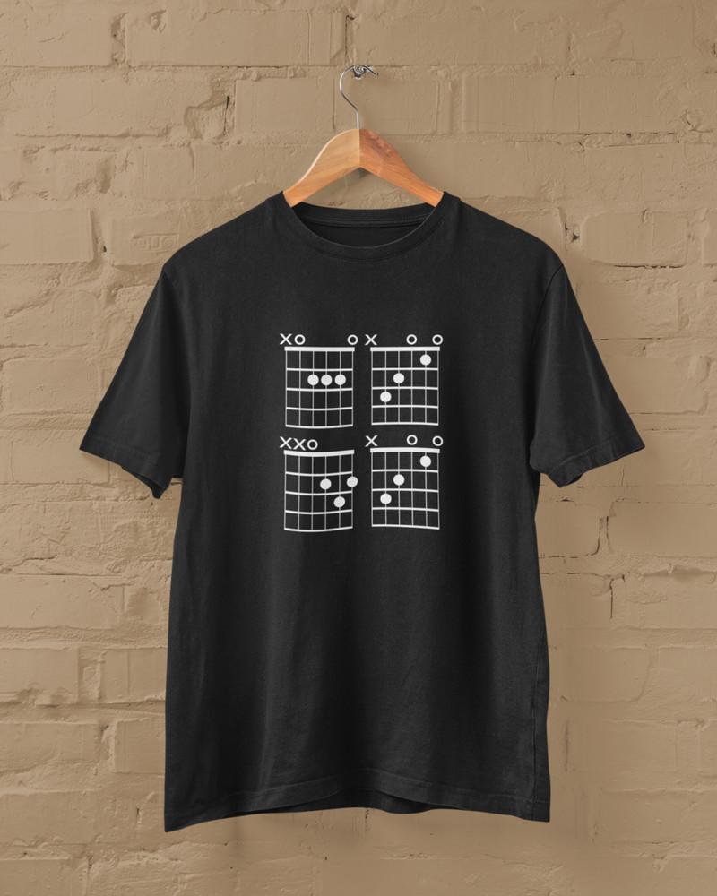 ACDC Guitar Chords T-Shirt (Heavy Metal Rock Axe Riff Band Music Jam Bass gig) Unisex T-Shirt M