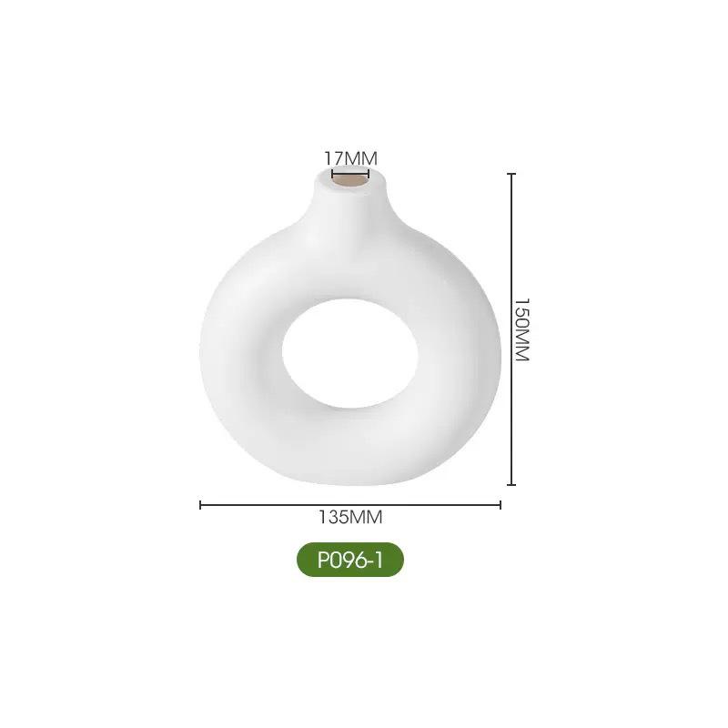 Modern Chinese-Style Plastic Vase: Imitation Ceramic Donut Flower Pot for Home Decor