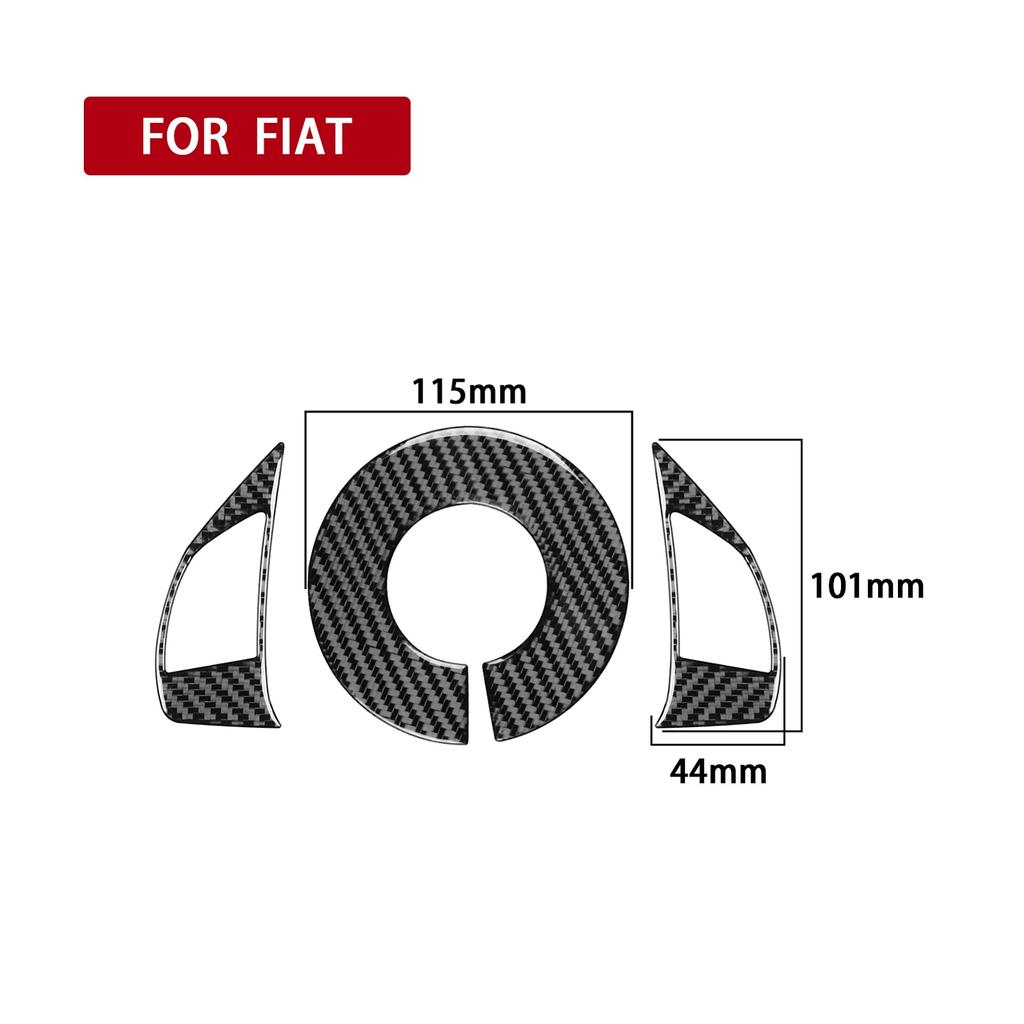 3Pcs Steering Wheel Accent Cover Trim Carbon Fiber Interior Moulding Sticker For Fiat 500 2012-15 Interior Accessories