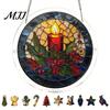 Decorative Garden Sun Catcher Christmas Acrylic Puzzle Suncatcher, Holiday Tree Snowman Stockings Red Bird Office Window Decoration Kit for