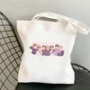 Korean Style Letter Print Canvas Tote Bag for Women Men Fashionable Shoulder Handbag Trendy Daily Shopping Bag