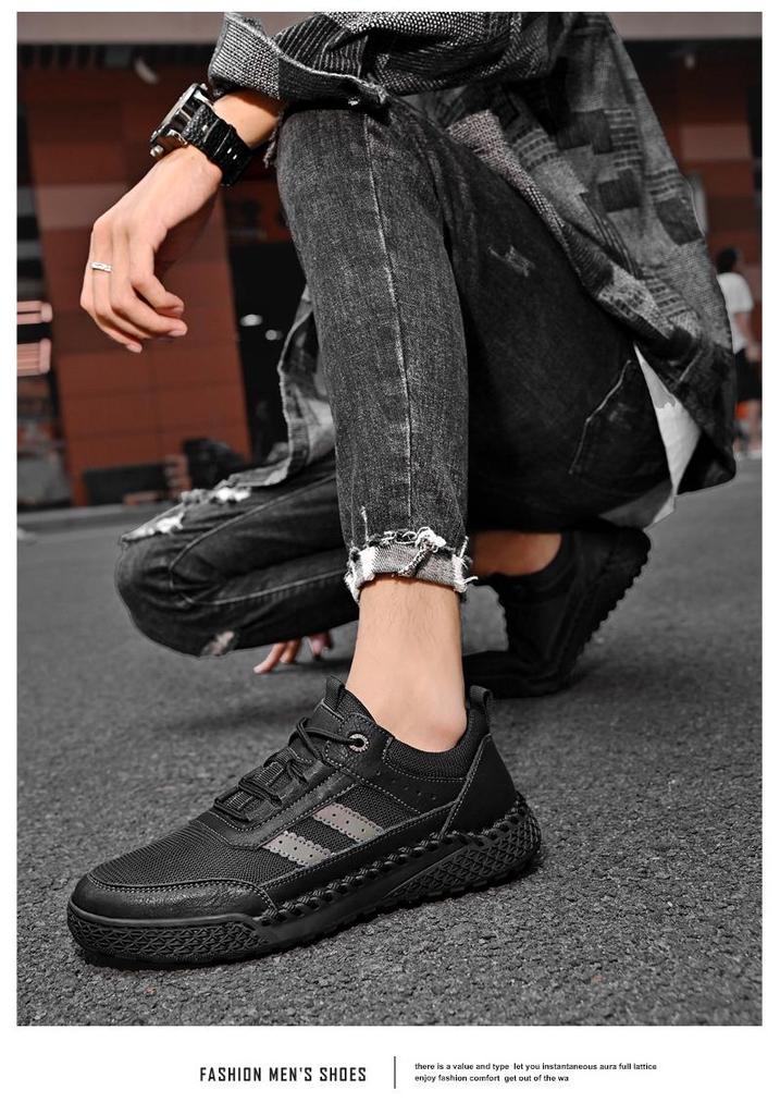 Men's 2024 Autumn Soft Sole Leather Sports Shoes, Hand-stitched Versatile Casual Sneakers, Large Sizes 45-46.