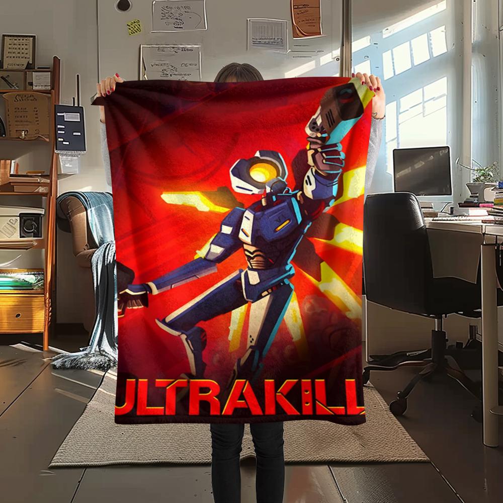 1PC ULTRAKILL Print Flannel Blanket, High Quality Comfortable for All Seasons, Home Decor, Warmth and Comfort, Perfect for Christmas Gifts