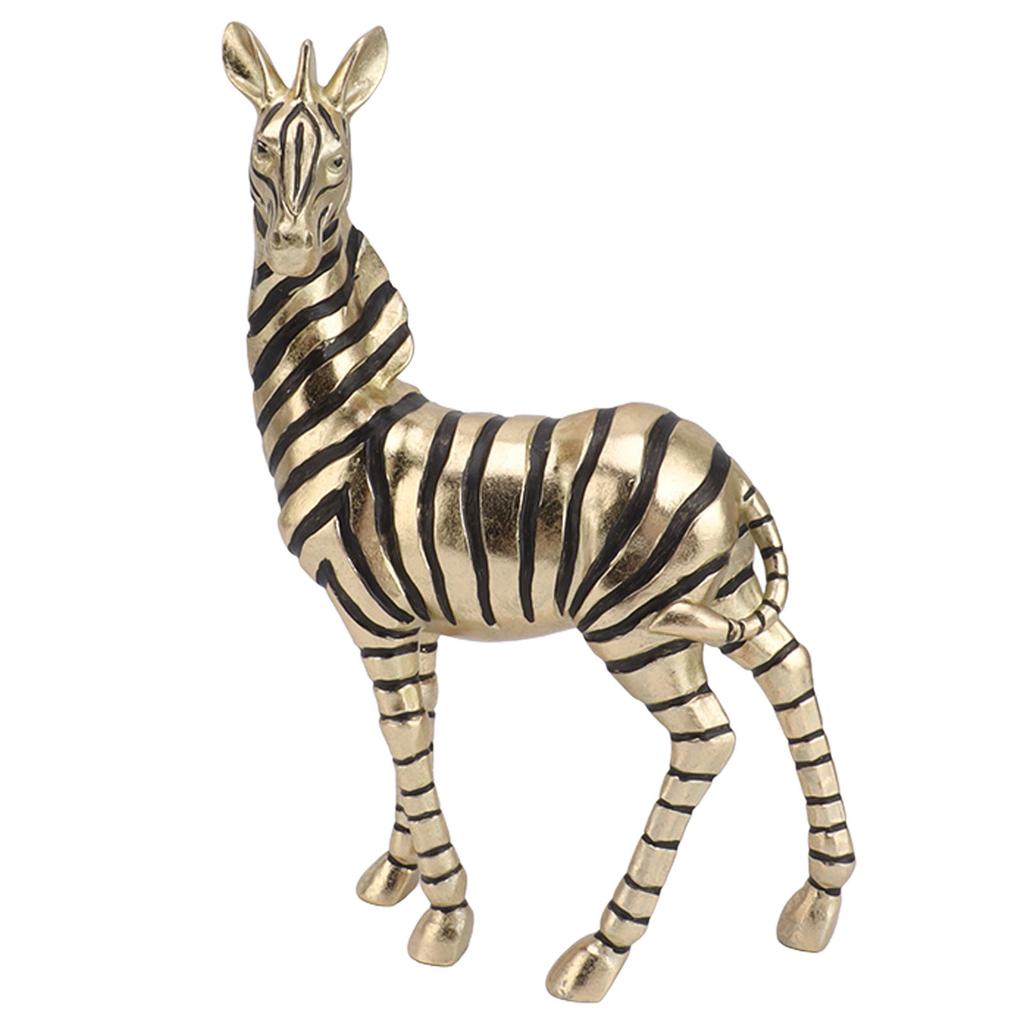 Resin Zebra Statues Gold Vivid Slip Resistant Compact Simulated Animal Statues for Home Decoration