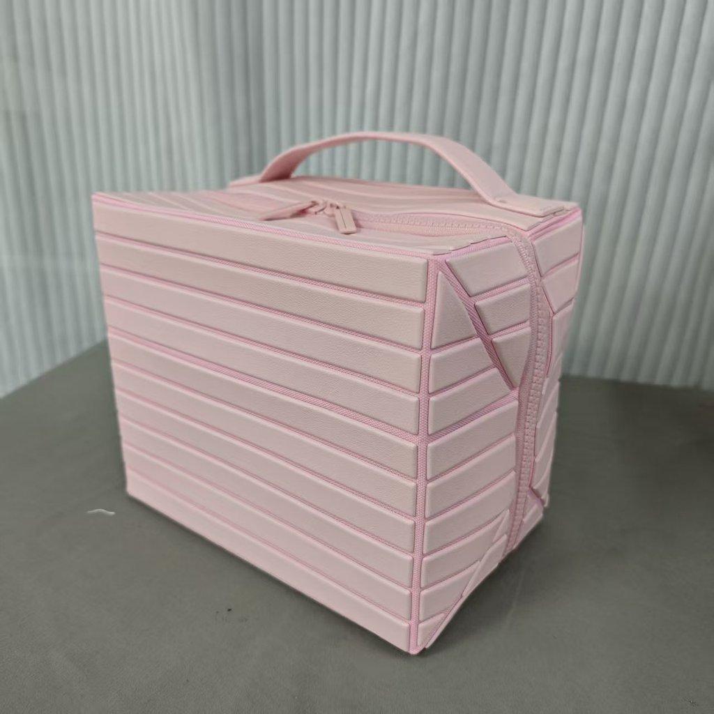 Pvc Travel Makeup Bag With Striped Design And Foldable Function For Daily Use