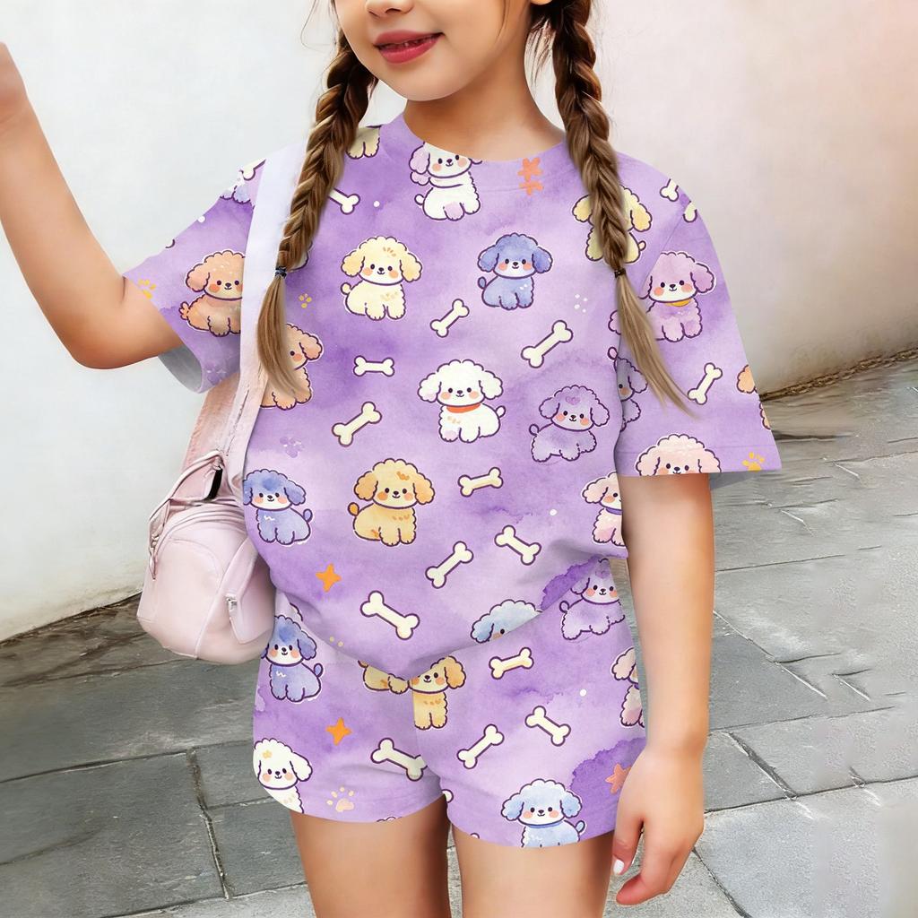 Kids Casual Short Sleeve Top and Shorts Set Animal Print Lightweight Comfortable Summer Outfit for Boys and Girls Soft Fabric