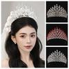 Funkelnde Zink-Zinklegierung Prinzessinnenkrone Elegantes Strass-Diadem Damen Haarreif Schönheitswettbewerbe Veranstaltungen