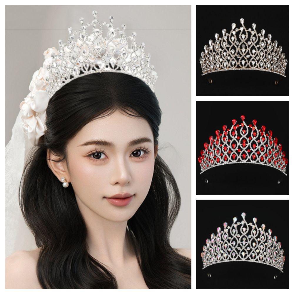 Sparkling Baroque Queen Tiaras Elegant Bridal Headwear Rhinestone Diadem Birthday Party