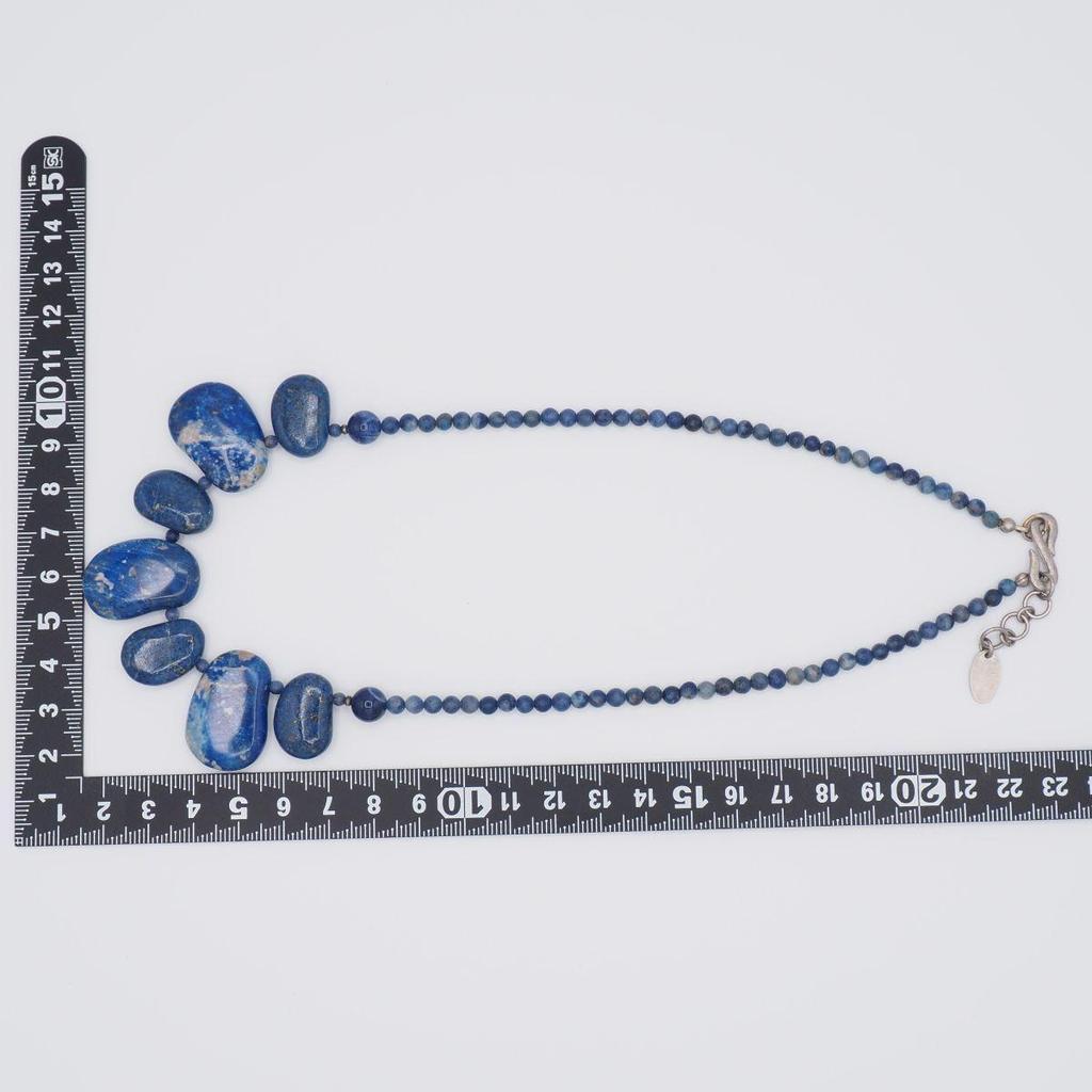 Used X686 Mon Plus Necklace Lapis Lazuli Design Silver Color December Birthstone