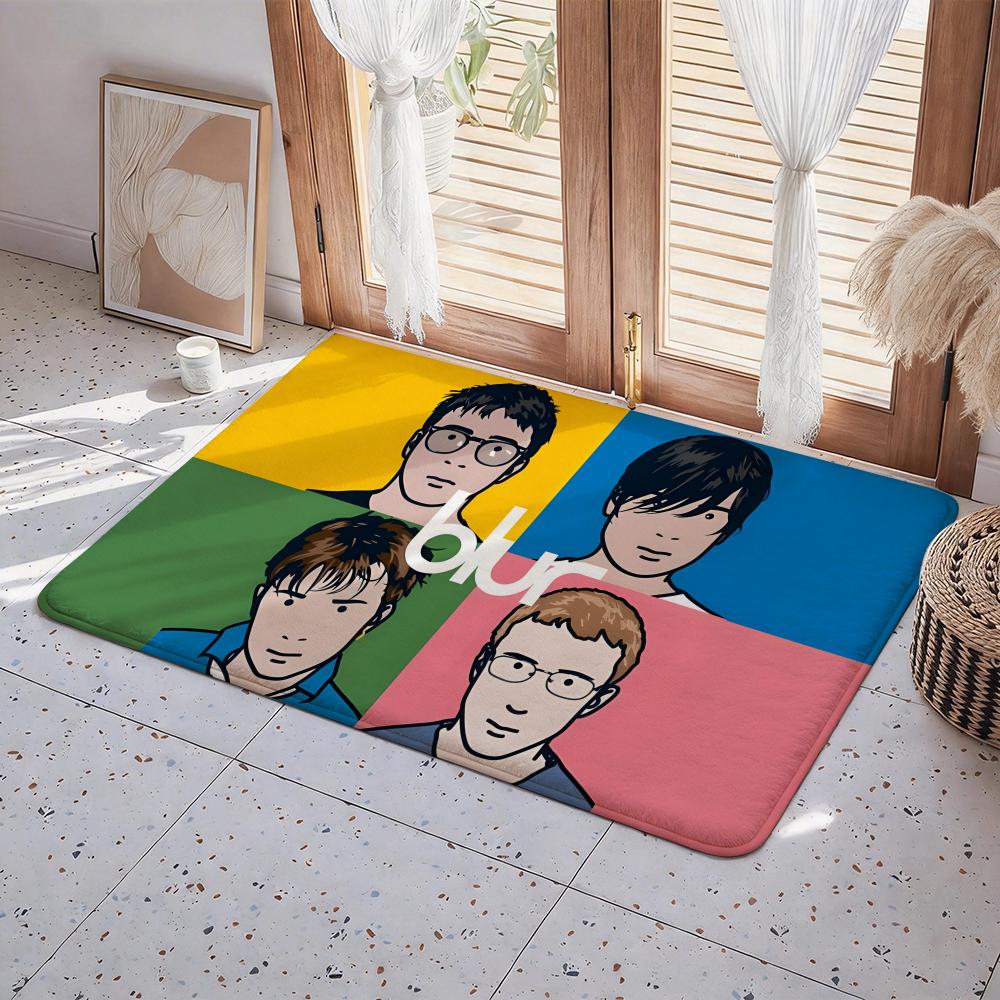 Blur Band Rock Floor Mat Eco Flannel Doormat Non Slip Odorless Indoor Floor Rug Soft Short Plush Home Mat