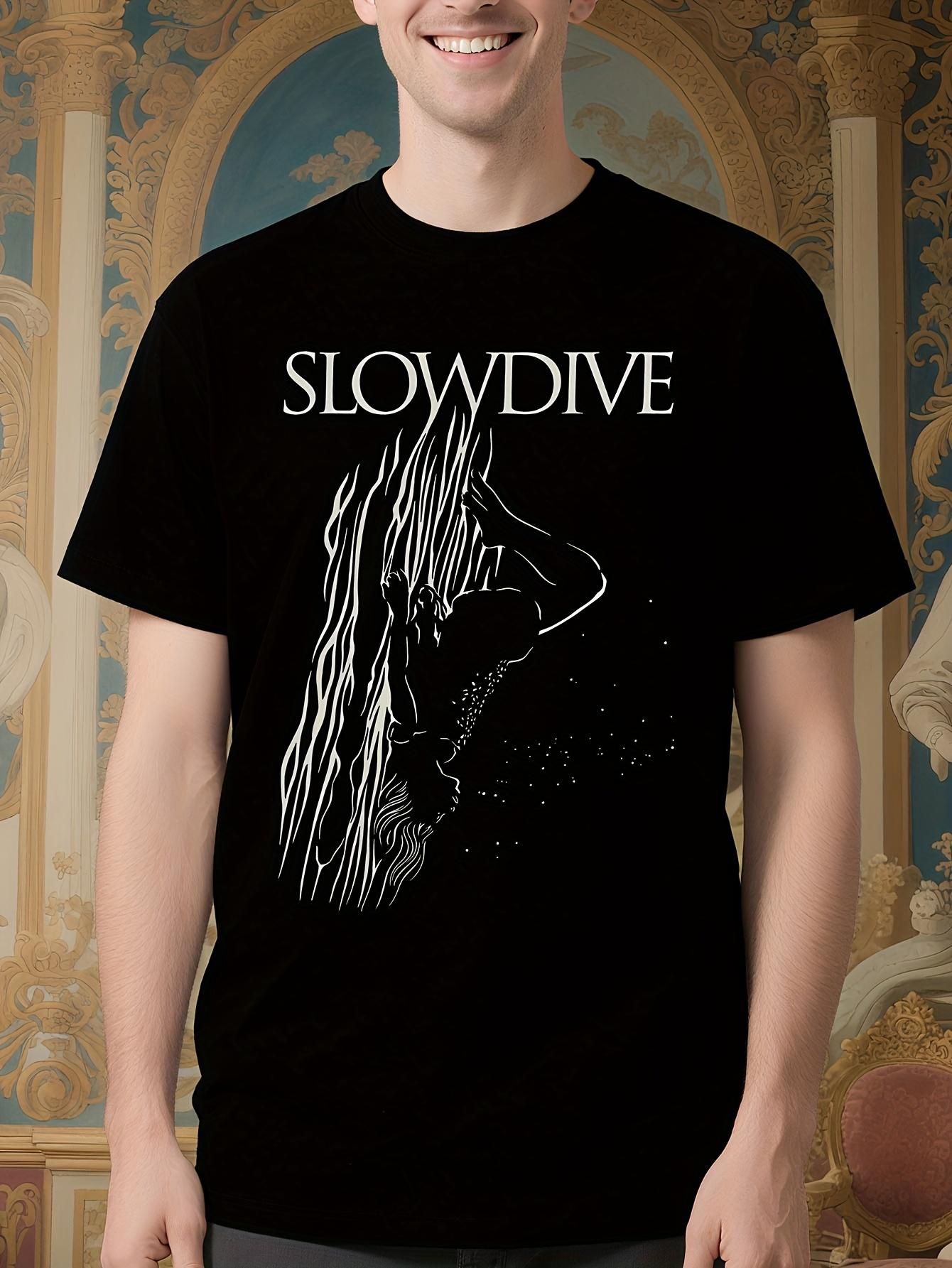 Slow Dive Band Graphic Tshirt - Minimalist Band Design Bl... L
