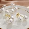 2026 French Romantic Cherry Pearl Stud Earrings - Elegant Gold Plated Heart Pearl Drop Earrings for Women Sweet Jewelry