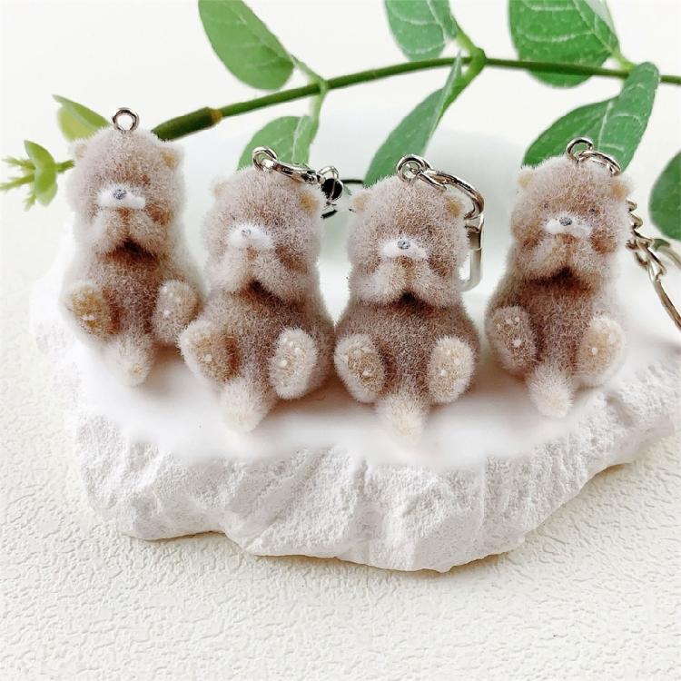 Charm Flocking Otters Pendant Multifuntional Phone Accessory Lovely Aesthetic Keychain Suitable for Woman and Girl
