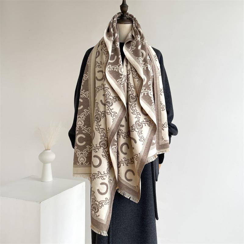 New Winter Imitation Cashmere Scarf Thickened Women's Scarf Fashionable Versatile Shawl Double-sided Warm Scarf Women