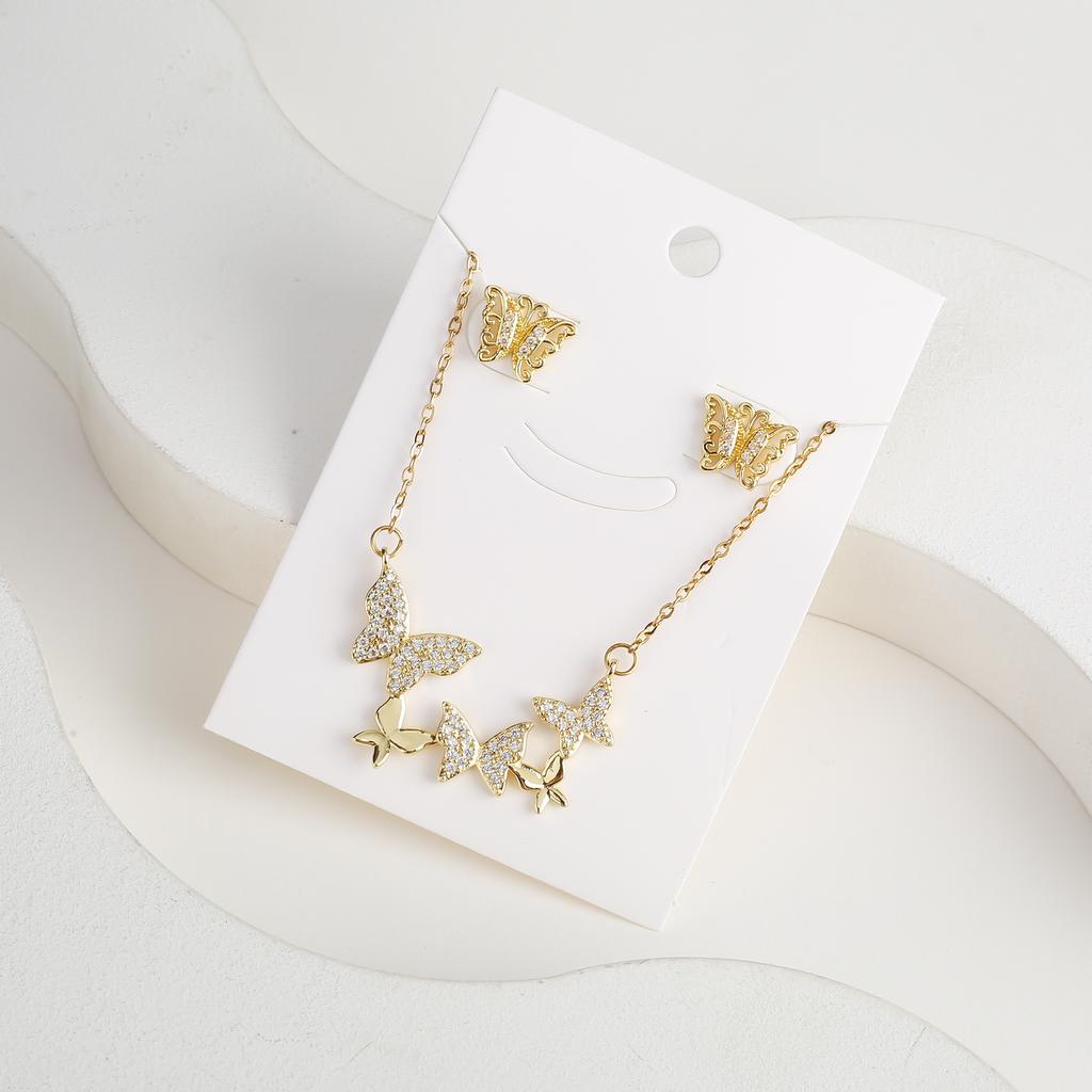 6 Styles New Fashion Zirconia Butterfly Insect Jewelry Set Necklace Earrings Temperament Women Girls Party Jewelry Birthday Gift