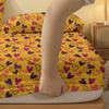 1Pcs Yellow Bottom Various Hearts Pattern Brushed Fitted Sheet, Printed Bed Cover For Bedroom, Bedding (Excluding Pillowcases)