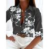 Fashion Women's Chain Flower Printed Shirt Women's Long Sleeve Tops Cotton Office Spring and Autumn Casual Loose Tops