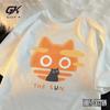 2024 Vintage Fan Cat and Women Cotton Printed Anime Funny Men T-Shirt Hip Hop Fashion Casual Plus Size Y2k Men's T Shirts Tops