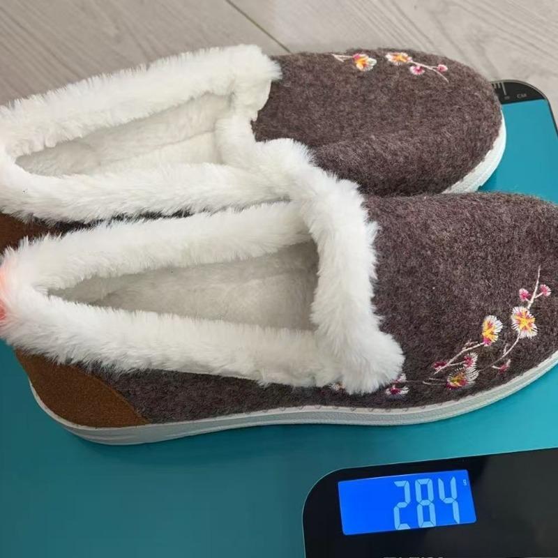 New Large-sized Fleece Low-top Single-shoe Women's Flat Cotton Shoes