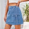 Ladies Fashion Wash Edge Denim Short Skirt Skirt