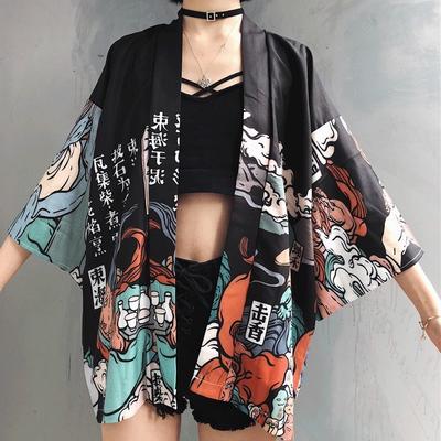 Unisex moteris japoniška Harajuku kimono Haori plona nuo saulės apsauganti kardiganas