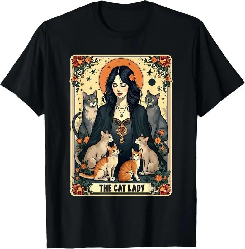 Unisex The Cat Lady Tarot Card Shirt Women Witchy Gothic Cat Mom T-Shirt Novelty XL