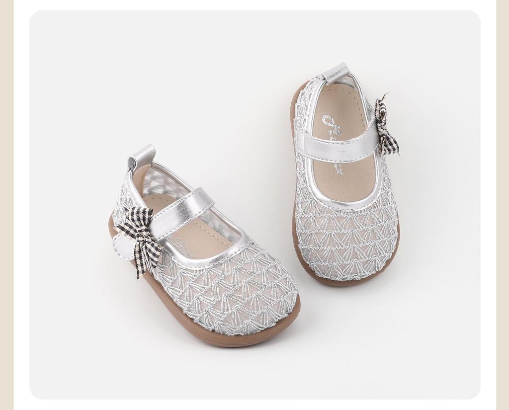 Frühlings-Weichsohlen-Schuhe aus gewebtem Leder für Kleinkinder Mädchen - Atmungsaktives Hohlmuster, Prinzessinnen-Stil