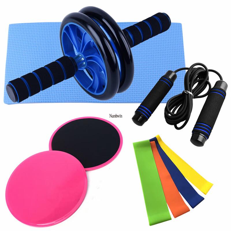 9-Piece Home Fitness Ab Roller & Resistance Training Set