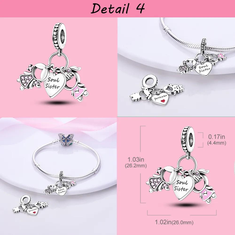 Copper Plated Sister In My Heart Friend Friendship Bead Charm Fit Bangle Bracelet Beads Color Women Jewelry Making Love Gift