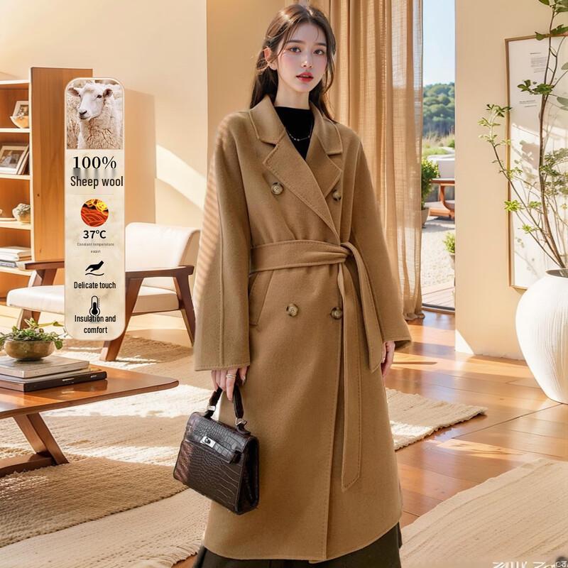 MOKANA Elegant Women's Double-Faced Wool Long Coat MKNJD3002