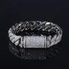 NUOYA Iced Out Diamond Cuban Chain Bracelet 14mm Width Silver and Gold Plated Heavy Cuban Link Chain Hip Hop Jewelry for Women