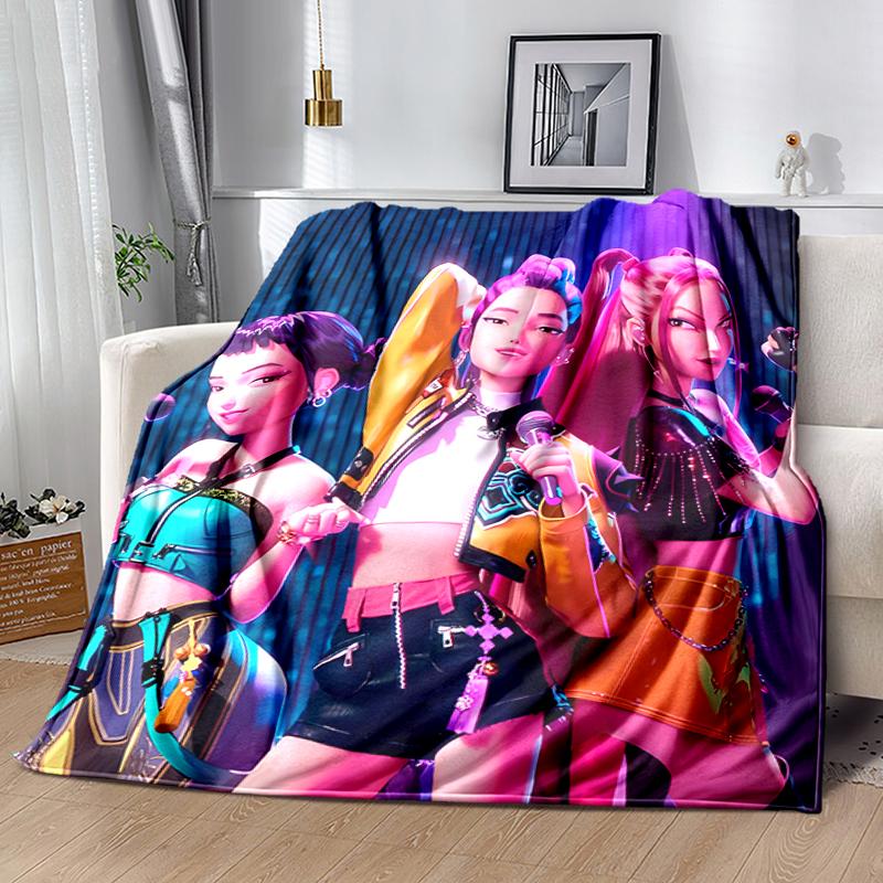 1pc Blanket Kpop Hunter5 Print Design, Lightweight Blanket for Sofa, Bed- Soft &Warm, Gift for All Seasons like Christmas, Halloween