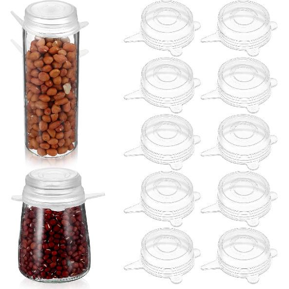 10 Pcs Extra Small Silicone Stretch Lids, 2 Inch Sturdy Reble Silicone Stretch Lids Jar Cover Sealed Food Storage Covers to Fit 2 In to 2.4 In Small