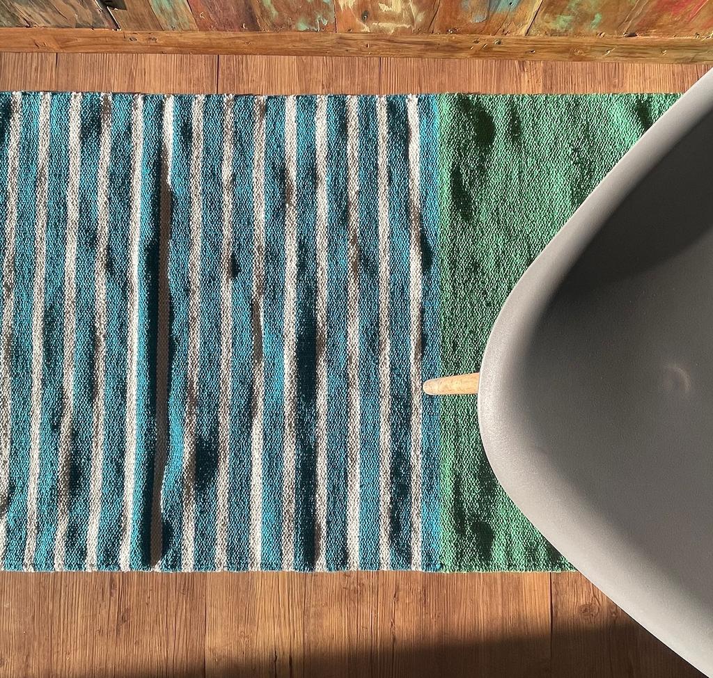 Runner Rug, Blue Green Cotton 70x170cm