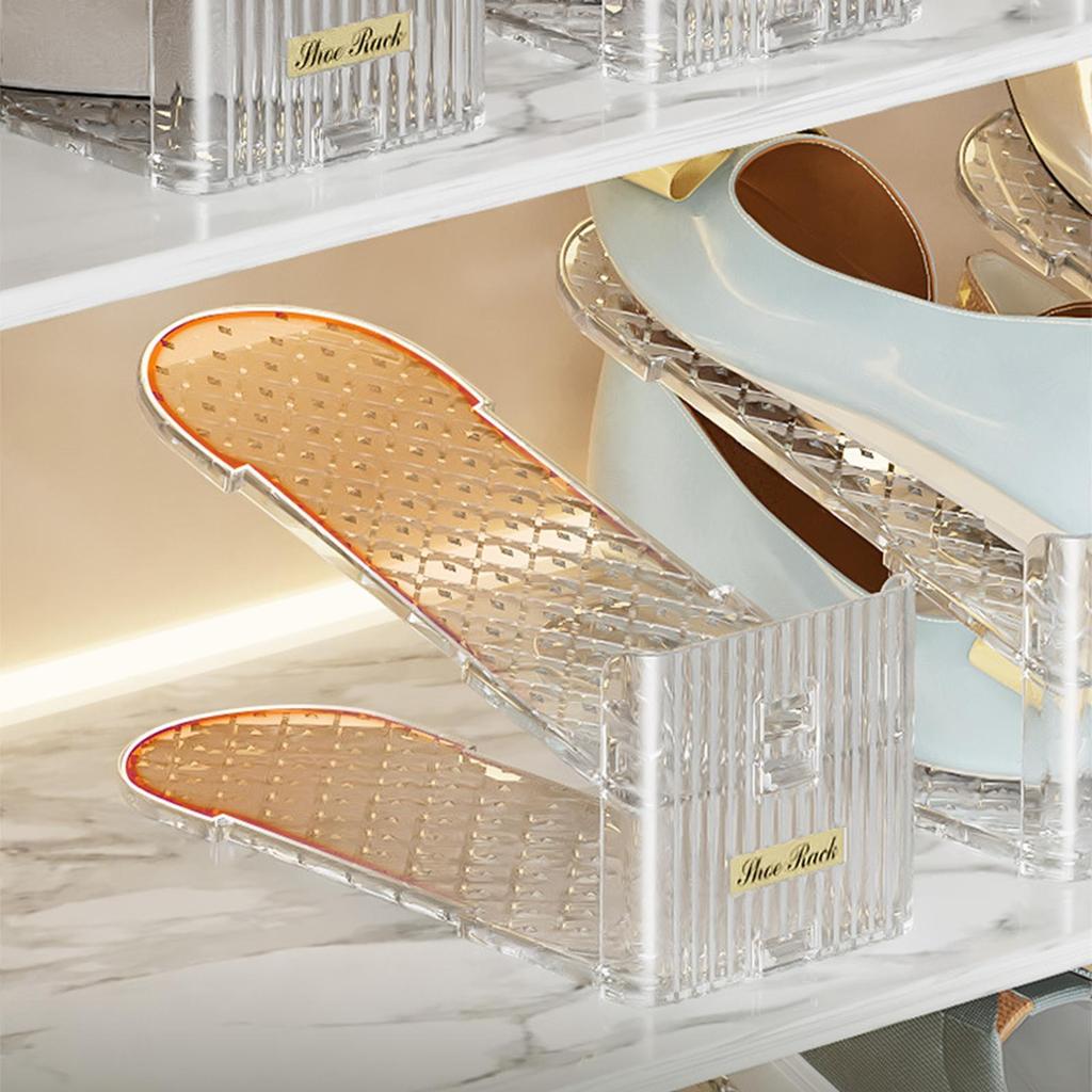 1Pcs Shoe Stacker Adjustable Shoe Slots Organizer Shoes Slots Space Saver Double Deck Rack Holder For Closet Organization