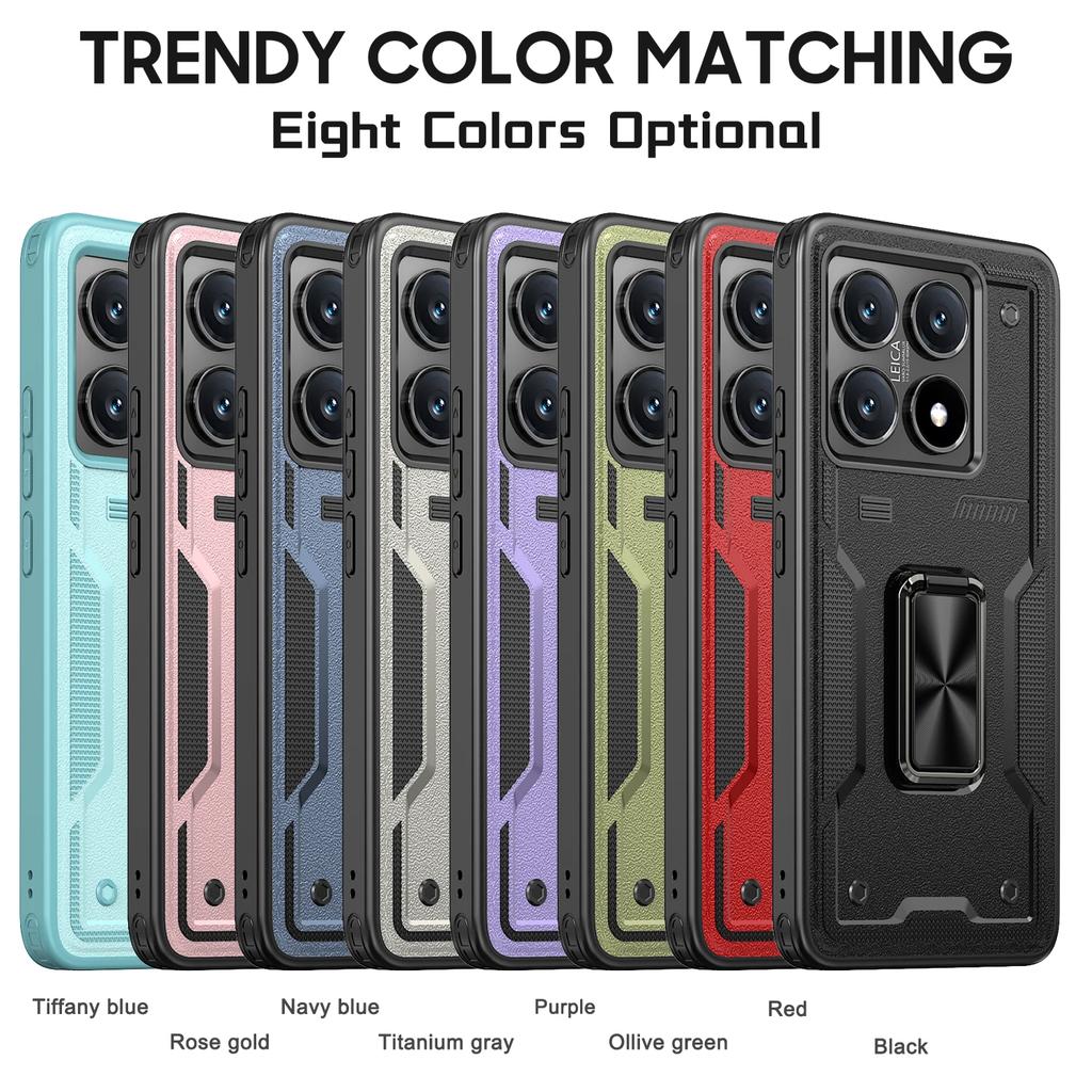 Magnetic Kickstand Case For Redmi Note 14 13 12 14C 13C 12C 11A 13R Xiaomi 14T POCO M6 X6 Pro 4G 5G Shockproof Armor Phone Cover