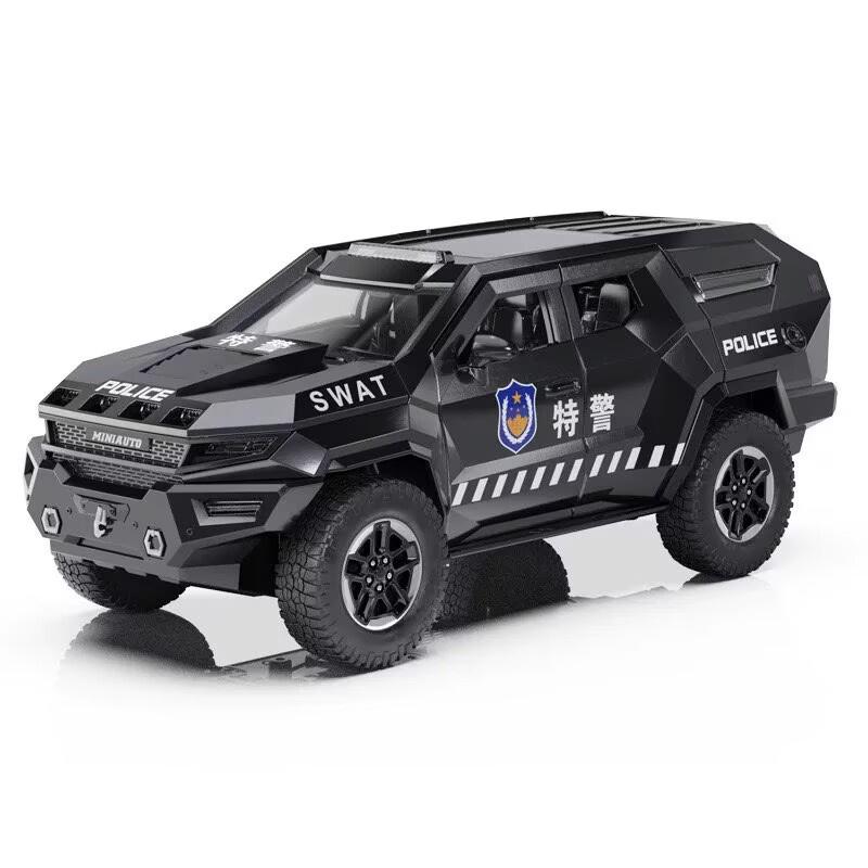 1:24 Vengeance Legierung Explosionsgeschütztes Fahrzeugmodell Metall Polizei Gepanzertes Geländefahrzeug Automodell Ton und Licht Kinderspielzeug Geschenk
