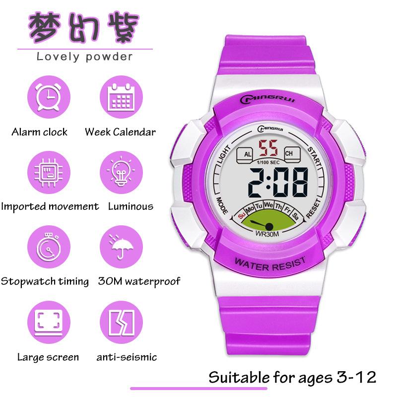 high quality Children's Boys' Sports Electric watch 30M Waterproof LED Alarm Clock Student Kids Girls' Pink Fashion Cute Watches