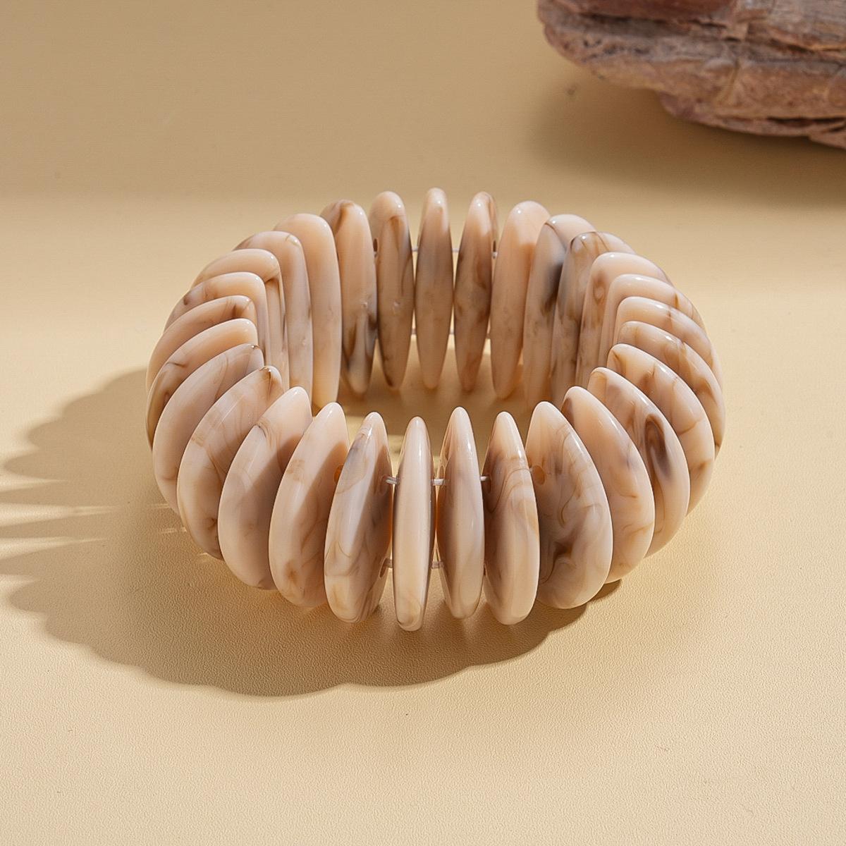 Acrylic Geometric Round Splicing Elastic Rope Bracelet Bohemian Jewelry