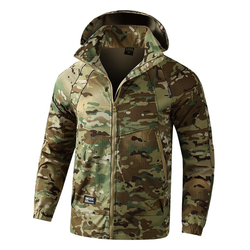 Mens Heavy Duty Workwear Set Breathable Hooded Camouflage Coverall Outdoor Utility Uniform