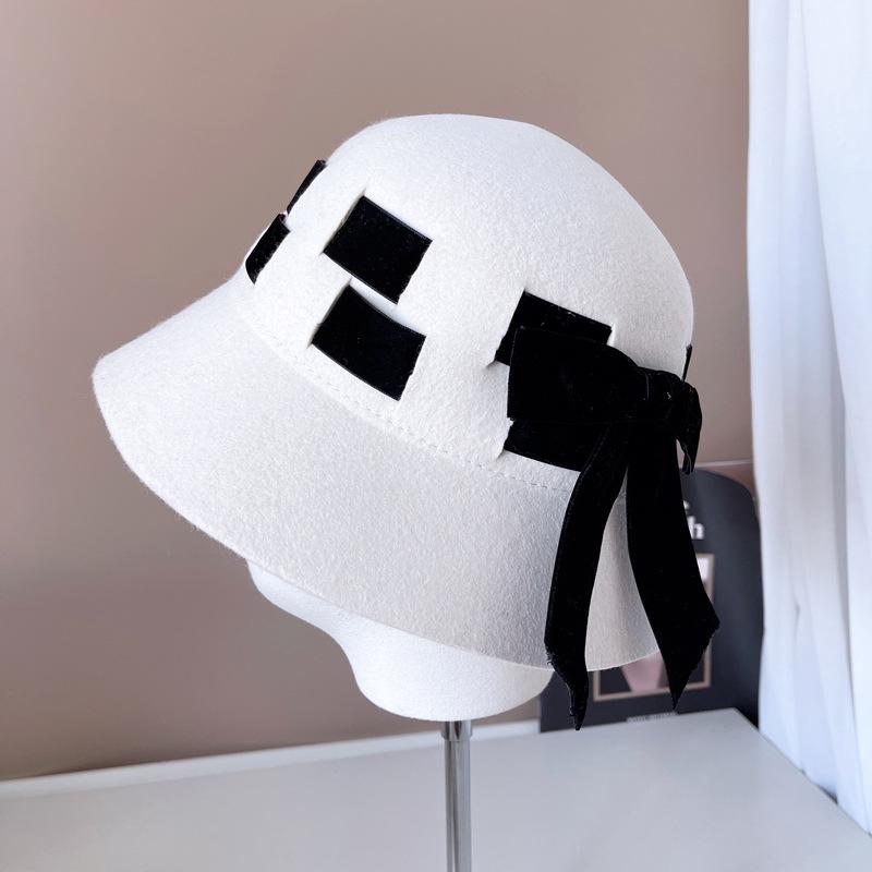 Japanese Style Australian Wool Fisherman Hat High Quality Autumn and Winter Warm Felt Hat Delicate Fashion Velvet Bow Basin Hat