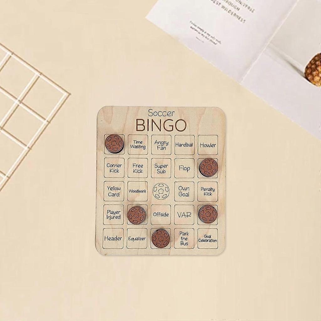 Wooden Bingo Game, Bingo Cards, Family Game, Reusable Holiday Party Activity for Adults, Football Football.