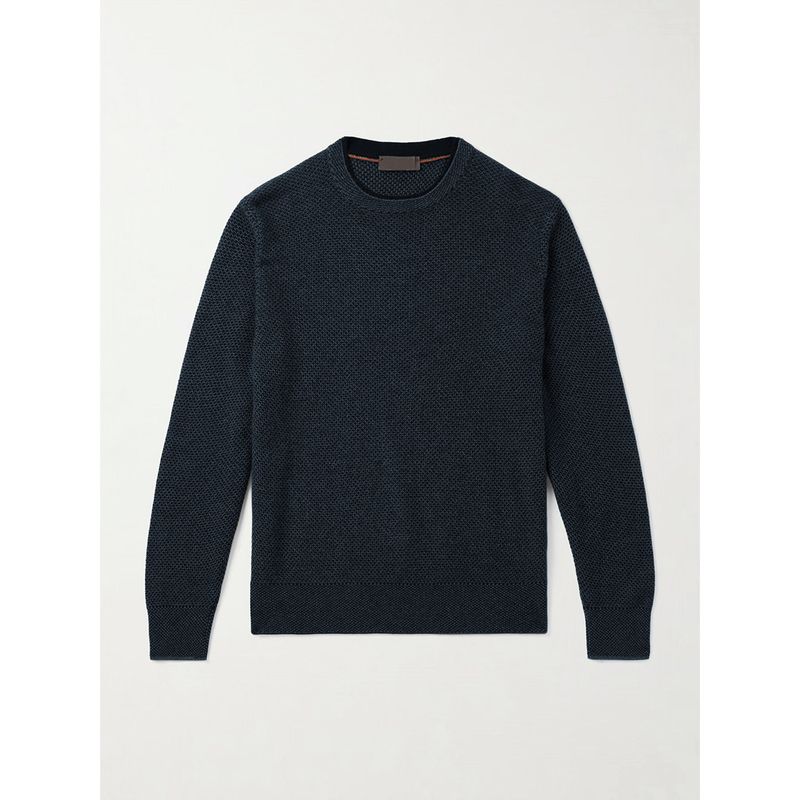 American-Style Light Luxury Old Money Style Wool and Silk Double-Layer Collar Sweater for Men, Winter Base Layer, Export Men's Knitwear