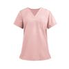 Ladies' Lightweight Solid Color V-neck Pocket Side Slit Short Sleeved Shirt