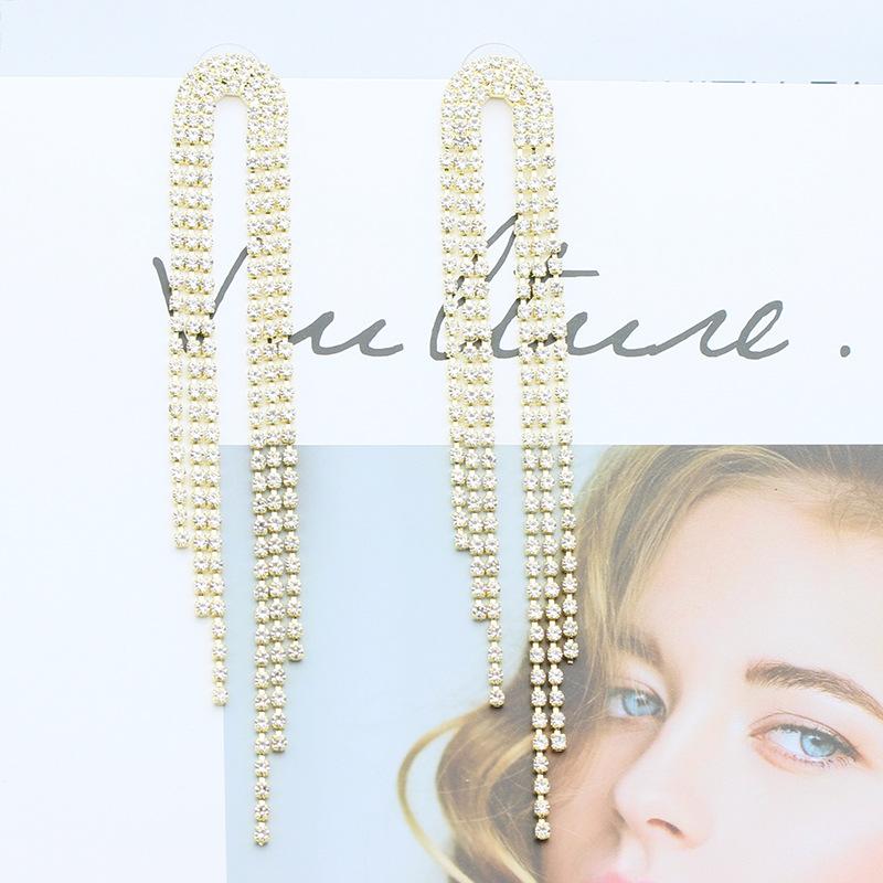 Korean Style Exaggerated Women Girls Shiny Rhinestone Earrings Luxury High Quality Big Crystal Ear Rings Decoration Lady Jewelry