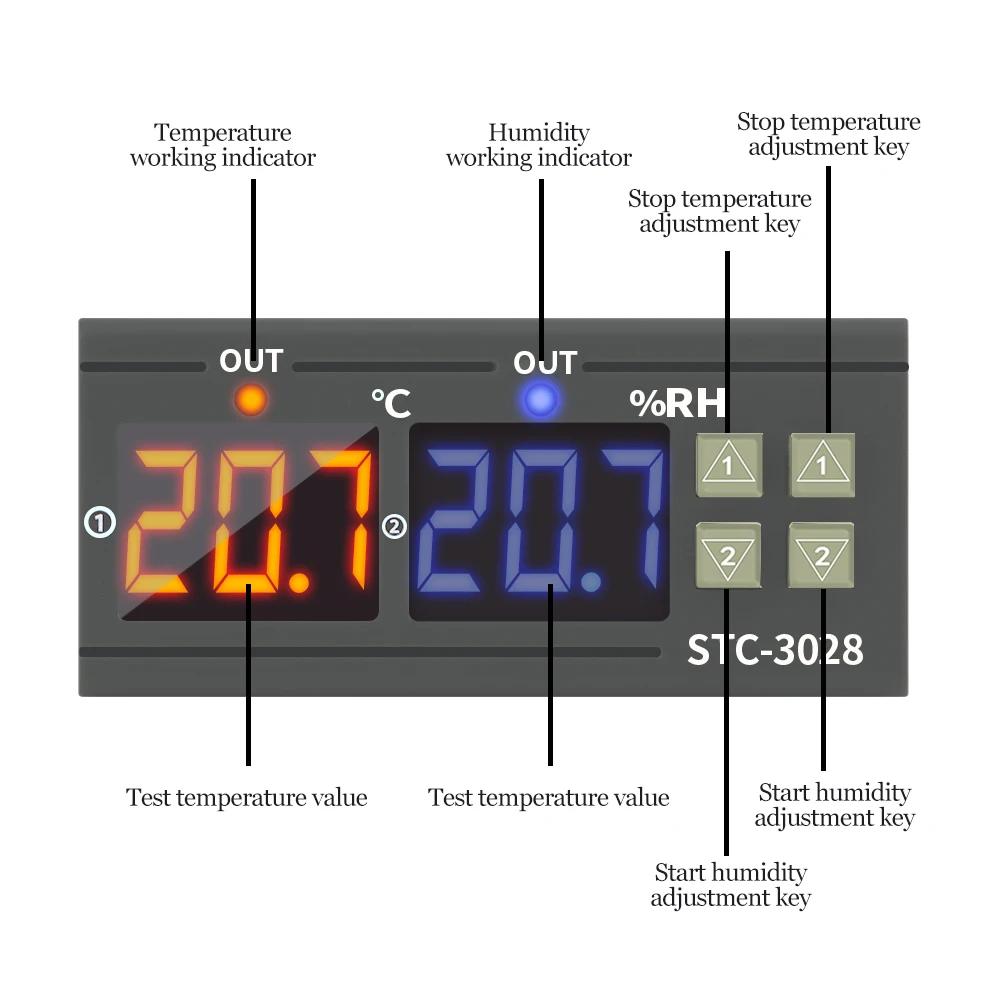 STC-3028 STC-1000 Temperature Controller Thermostat 12V 24V 220V Thermostat and Heater Cooler Control Incubator