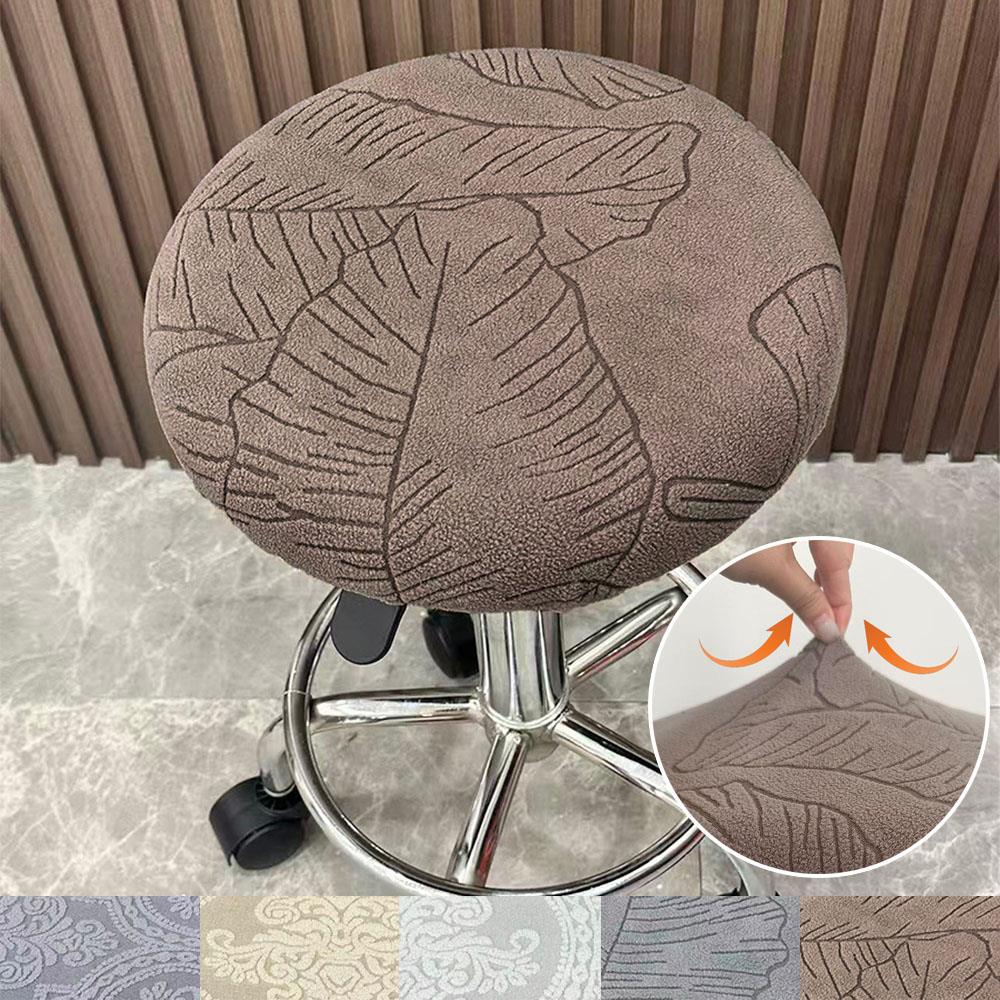 Jacquard Circular Stool Cover Bar Stool Dust Cover Rotating Chair Protection Case Soft Comfortablehigh Elasticity Seat Slipcover